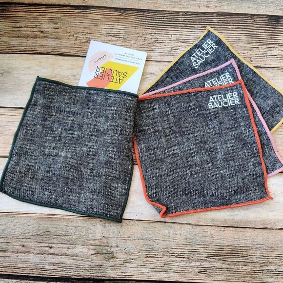 Atelier Saucier Cocktail Napkin Set Rainbow Chambray - Picture 5 of 9